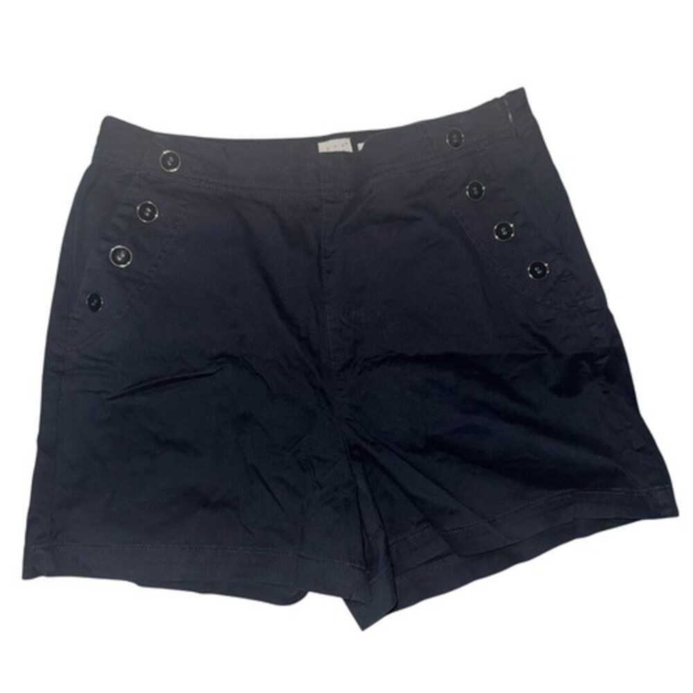Navy Buttoned High Waist Shorts